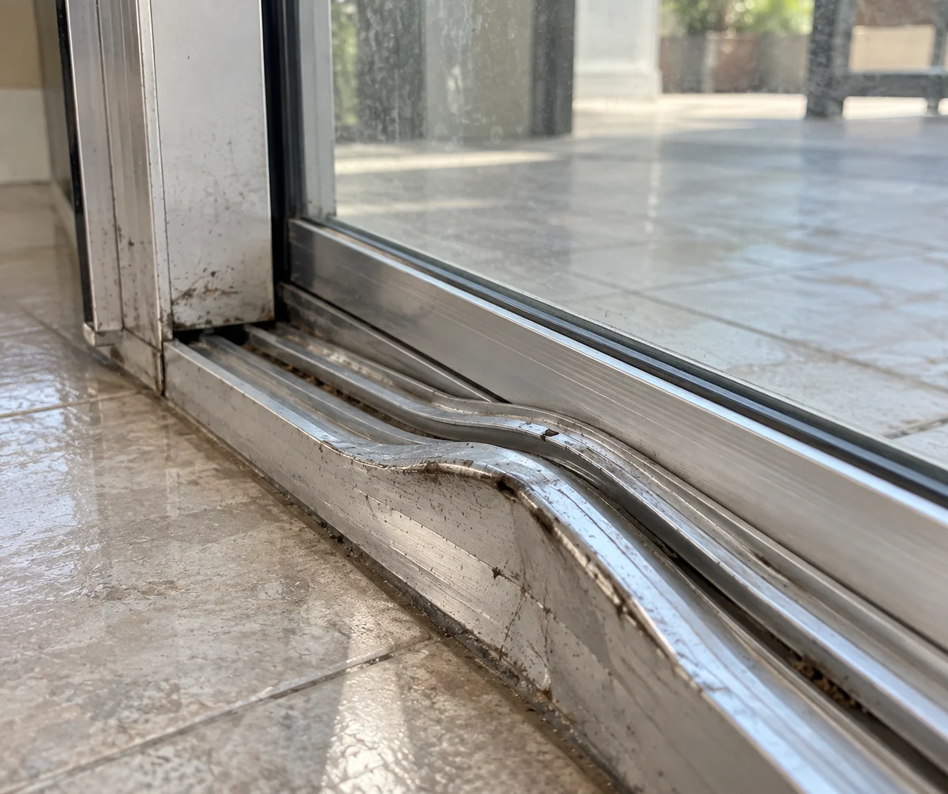 Large sliding door system that took storm impact