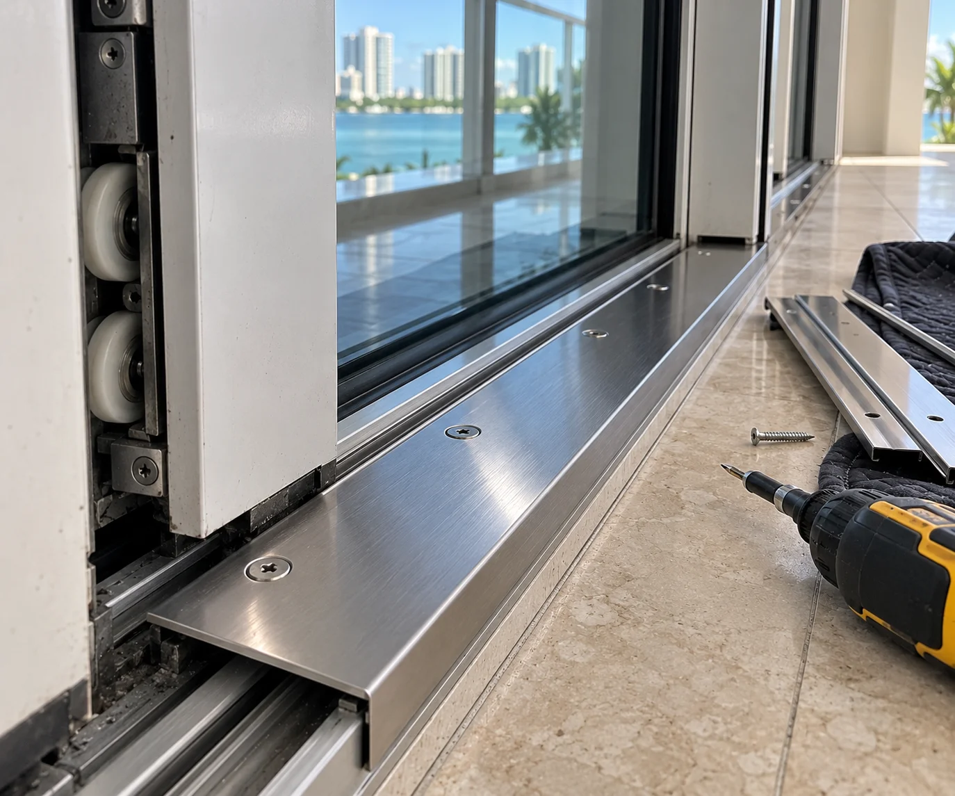 Measuring a sliding glass door for a repair quote