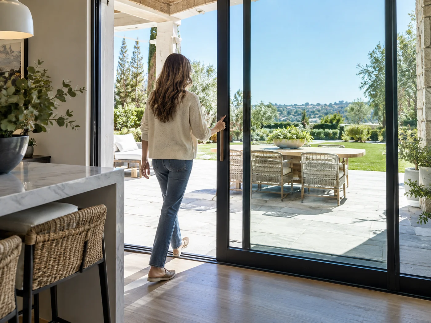 Sliding glass door gliding open effortlessly in a Hialeah home