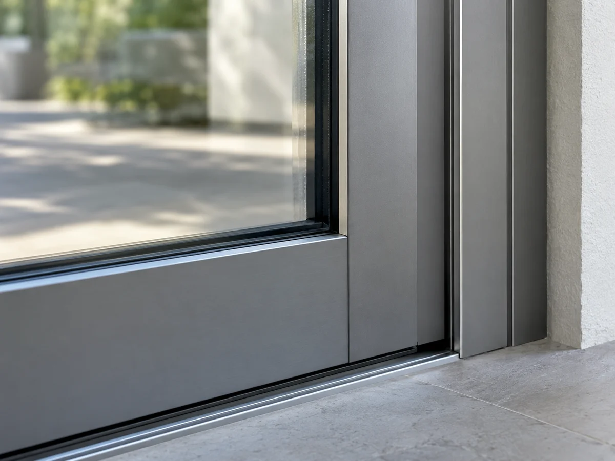 Close-up of a new, sealed sliding glass door unit in Hialeah