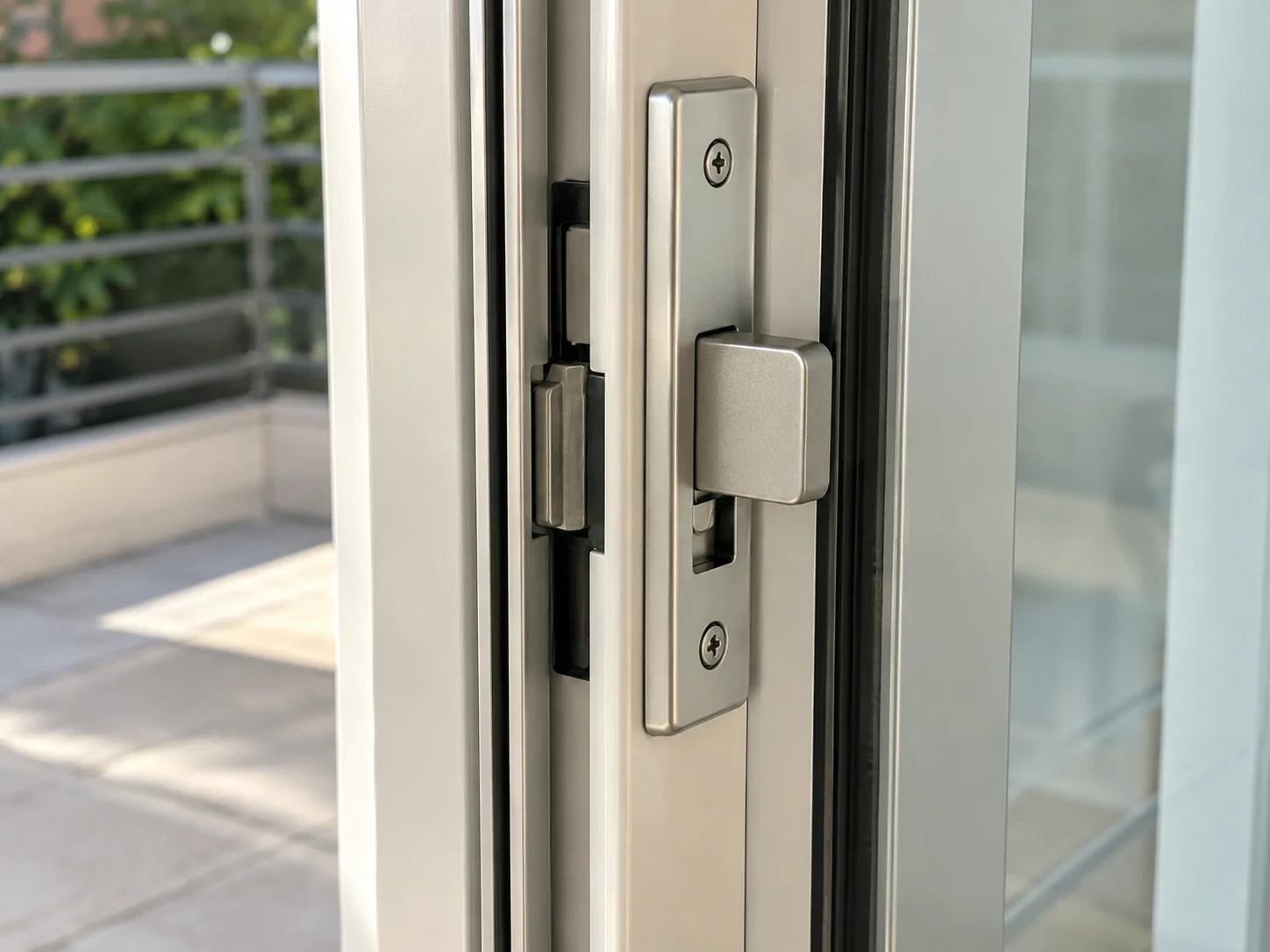 Illustrative example: new sliding door handle and latch installed