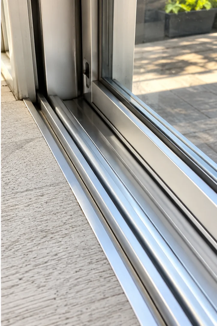 Illustrative example: sliding door track after repair, gliding smoothly